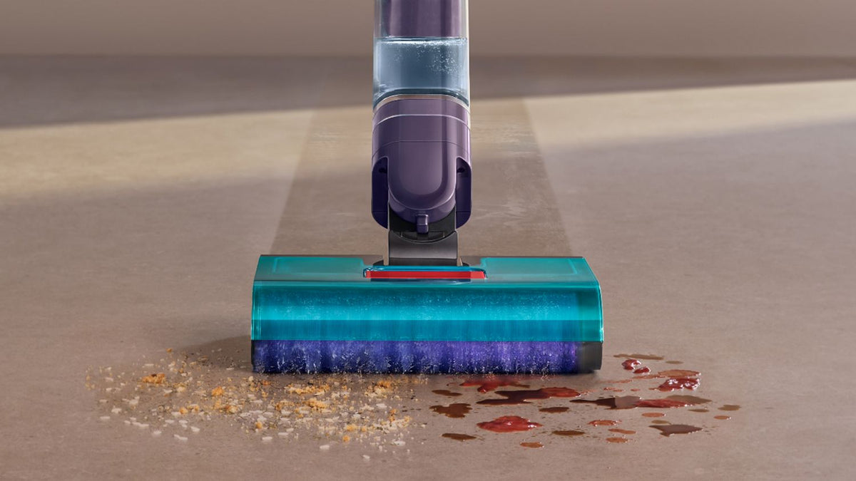 Dyson Clean+Wash Hygiene picking up dry debris and wet spills